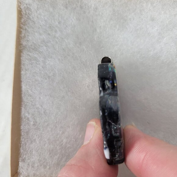 Dichroic Glass Abstract Iridescent Design & Silver-Tone Bail Pendant - Picture 2 of 5